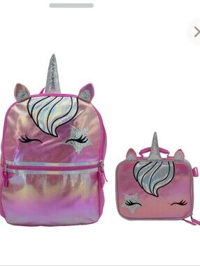 Unicorn Sparkle Kids Backpack and Lunchbox Set - Pink NWT